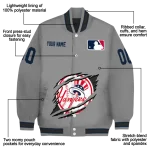 custom new york yankees claw rend grey varsity jacket best selling