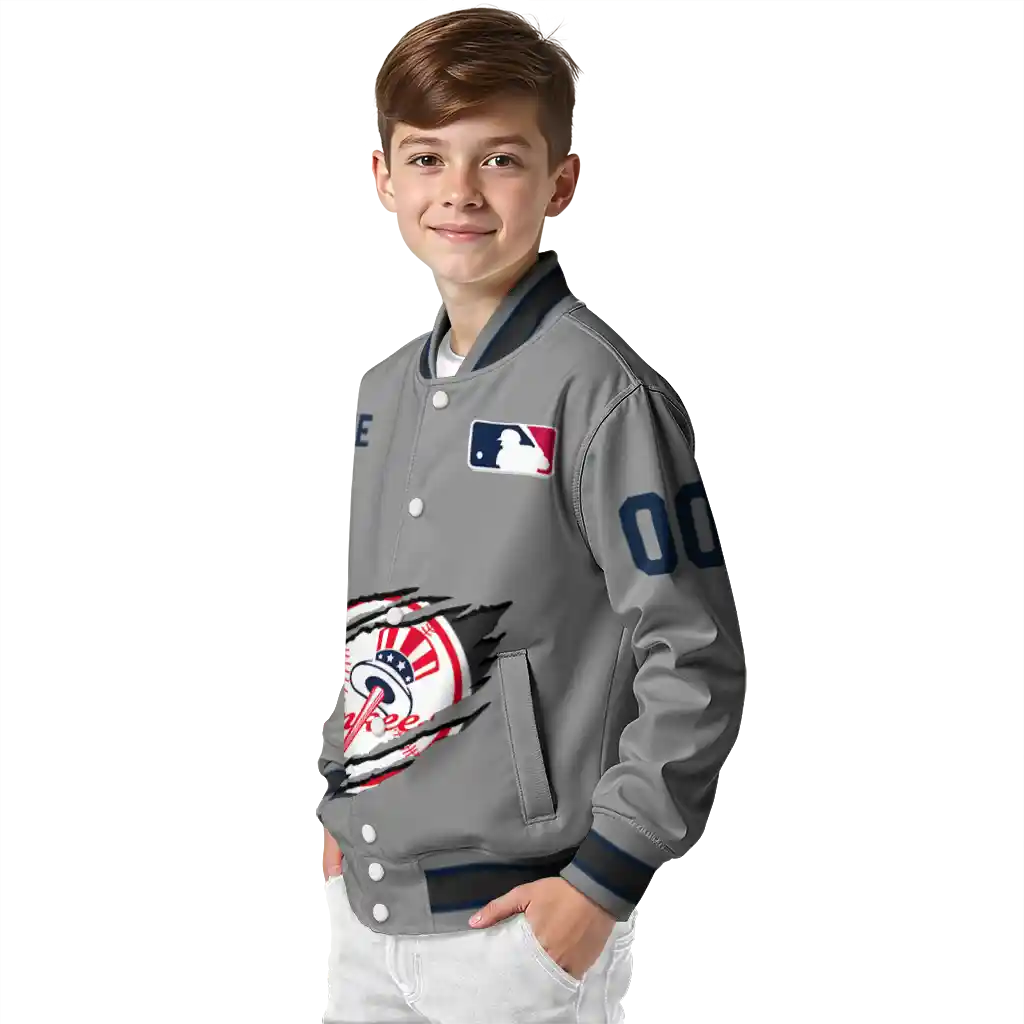 custom new york yankees claw rend grey varsity jacket trendy custom new york yankees claw rend grey varsity jacket trendy