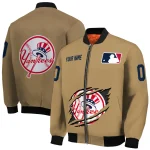custom new york yankees claw swipe beige bomber jacket best selling
