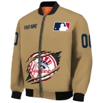 custom new york yankees claw swipe beige bomber jacket best selling