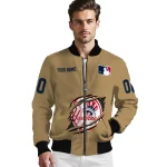 custom new york yankees claw swipe beige bomber jacket best selling