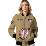 custom new york yankees claw swipe beige bomber jacket best selling