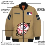 custom new york yankees claw swipe beige bomber jacket best selling