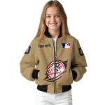 custom new york yankees claw swipe beige bomber jacket best selling