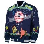 custom new york yankees spongebob playtime navy blue varsity jacket best selling