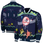 custom new york yankees spongebob playtime navy blue varsity jacket best selling