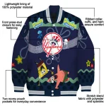 custom new york yankees spongebob playtime navy blue varsity jacket best selling