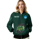 custom north dakota state bison claw mark green bomber jacket best selling
