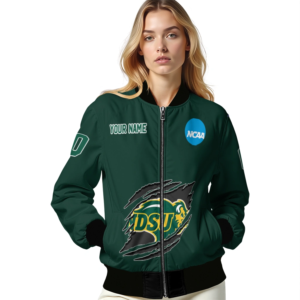 custom north dakota state bison claw mark green bomber jacket latest model custom north dakota state bison claw mark green bomber jacket latest model