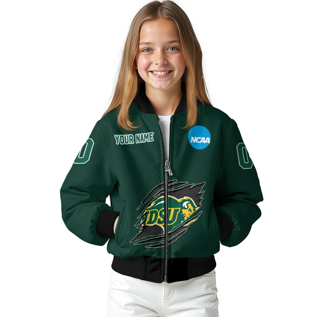 custom north dakota state bison claw mark green bomber jacket top rated custom north dakota state bison claw mark green bomber jacket top rated