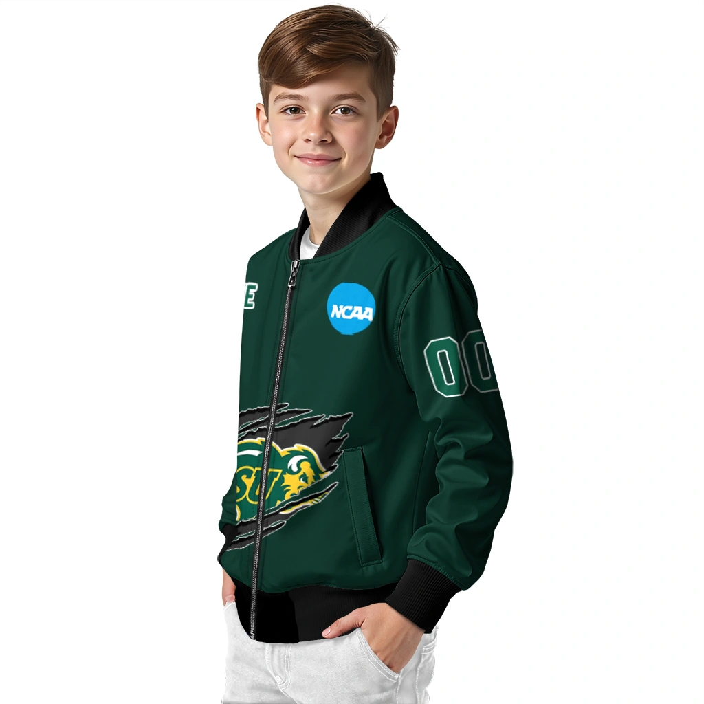 custom north dakota state bison claw mark green bomber jacket trendy custom north dakota state bison claw mark green bomber jacket trendy