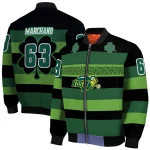 custom north dakota state bison clover green lines green black bomber jacket best selling