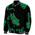 custom north texas mean green burst splatter green varsity jacket best selling