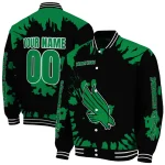 custom north texas mean green burst splatter green varsity jacket best selling