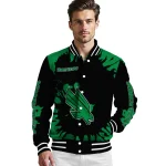 custom north texas mean green burst splatter green varsity jacket best selling