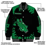 custom north texas mean green burst splatter green varsity jacket best selling
