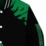 custom north texas mean green burst splatter green varsity jacket best selling