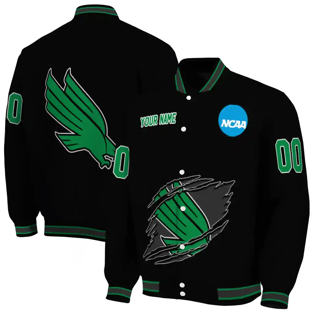 custom north texas mean green claw shred black varsity jacket fashion forward custom north texas mean green claw shred black varsity jacket fashion forward