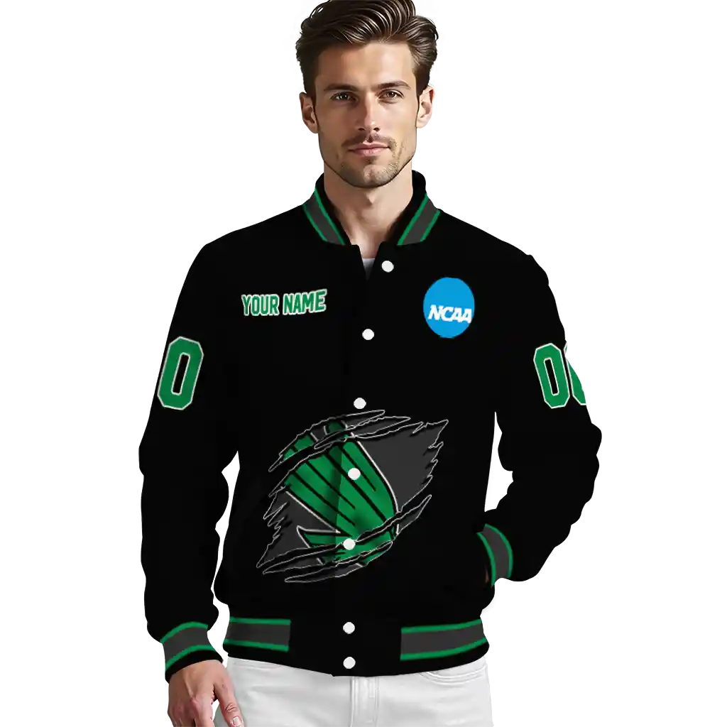 custom north texas mean green claw shred black varsity jacket high quality custom north texas mean green claw shred black varsity jacket high quality