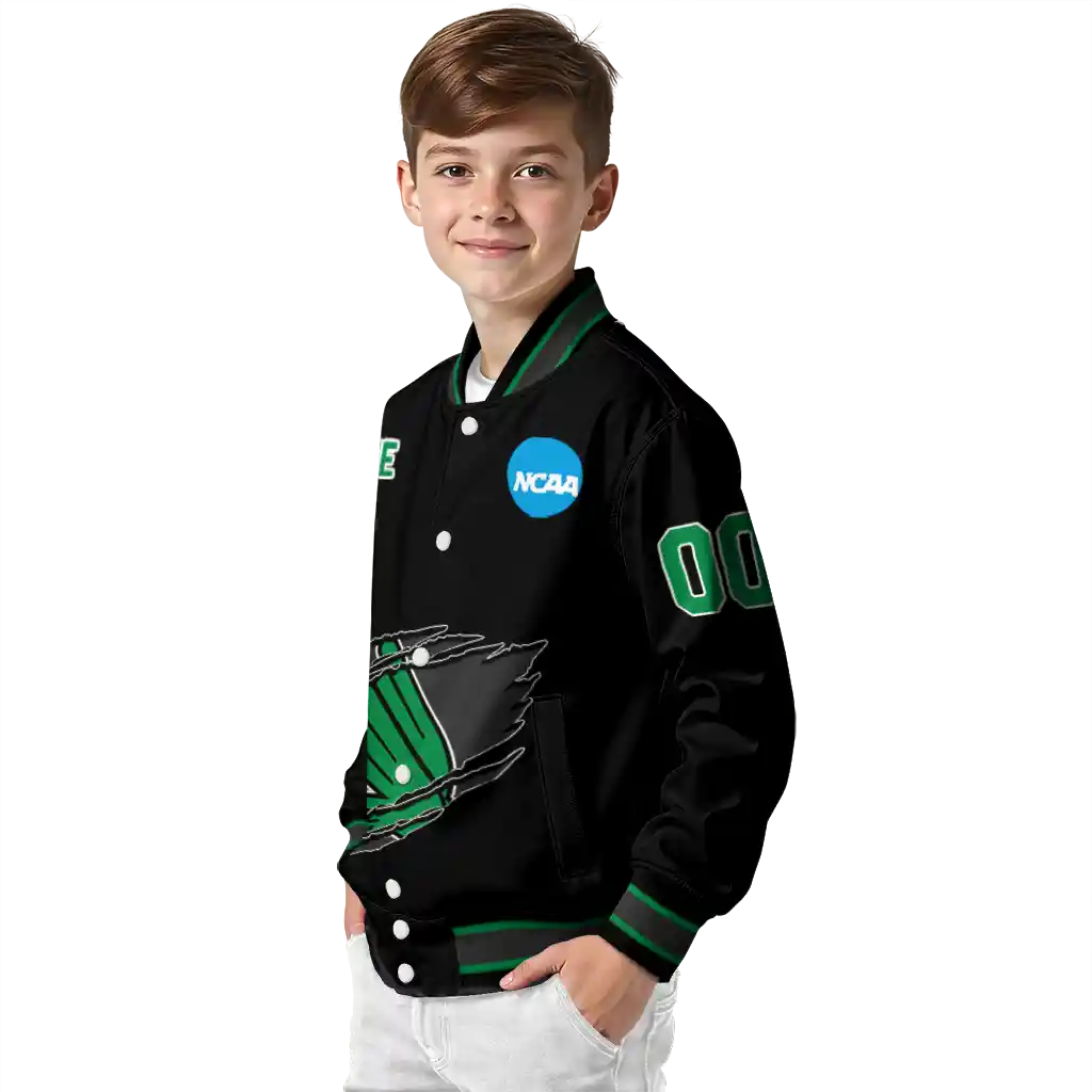 custom north texas mean green claw shred black varsity jacket trendy custom north texas mean green claw shred black varsity jacket trendy
