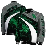 custom north texas mean green electric flash green varsity jacket best selling