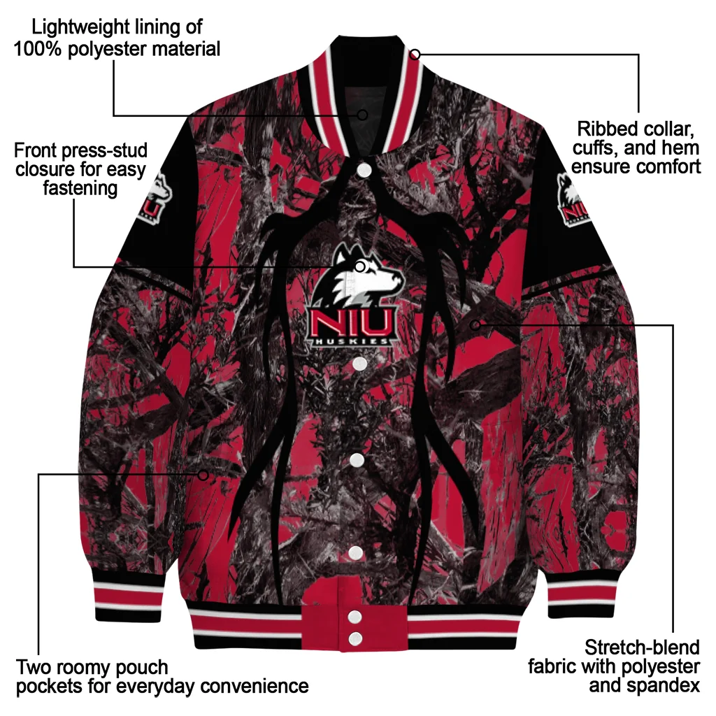 custom northern illinois huskies antlers motif red black varsity jacket new arrival custom northern illinois huskies antlers motif red black varsity jacket new arrival
