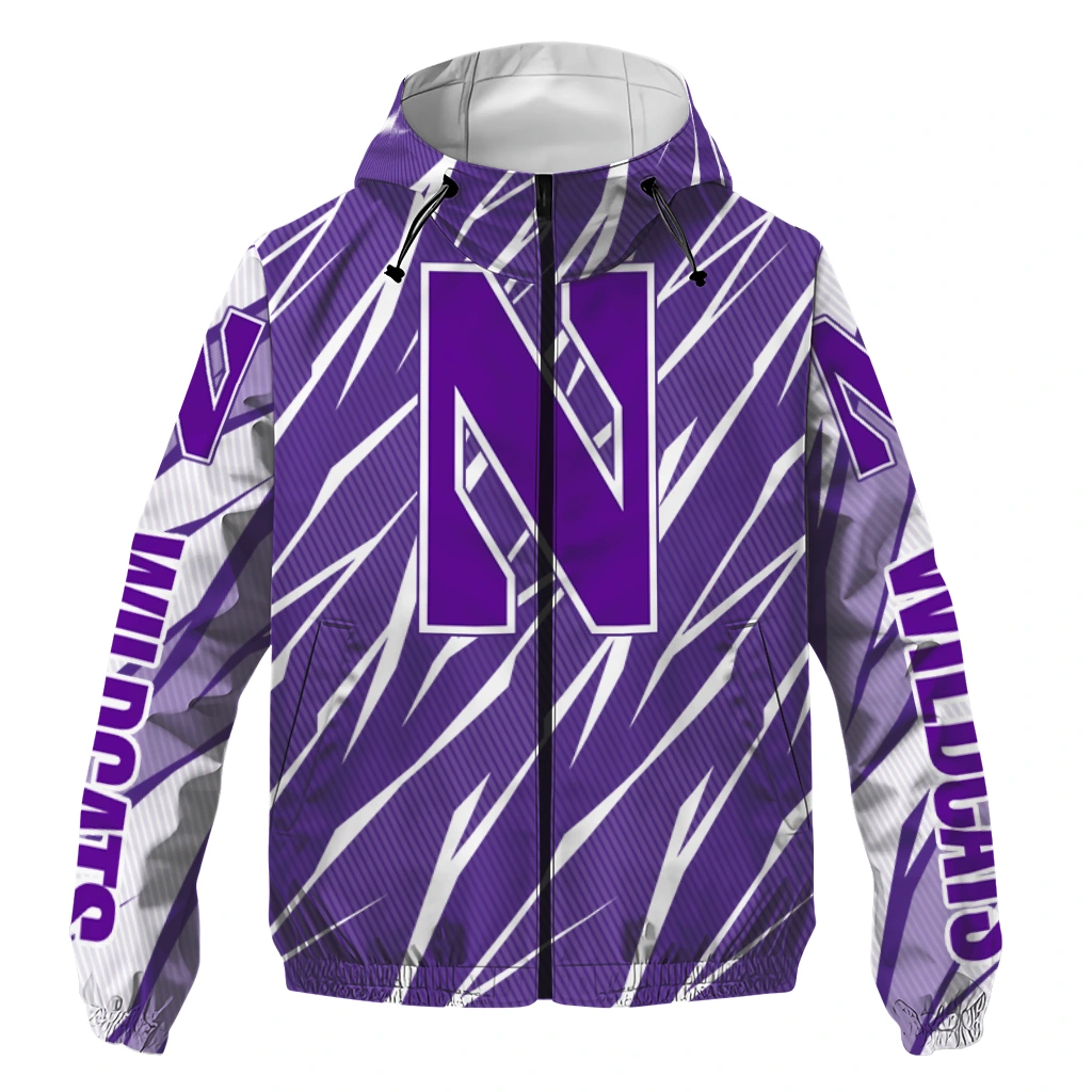 custom northwestern wildcats abstract streaks purple windbreaker jacket best selling custom northwestern wildcats abstract streaks purple windbreaker jacket best selling
