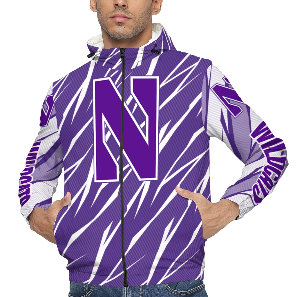 custom northwestern wildcats abstract streaks purple windbreaker jacket top rated custom northwestern wildcats abstract streaks purple windbreaker jacket top rated