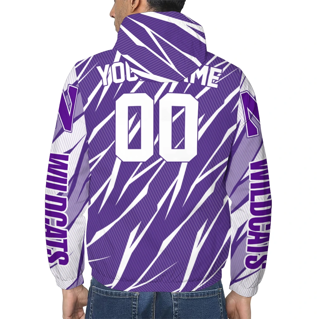 custom northwestern wildcats abstract streaks purple windbreaker jacket trendy custom northwestern wildcats abstract streaks purple windbreaker jacket trendy