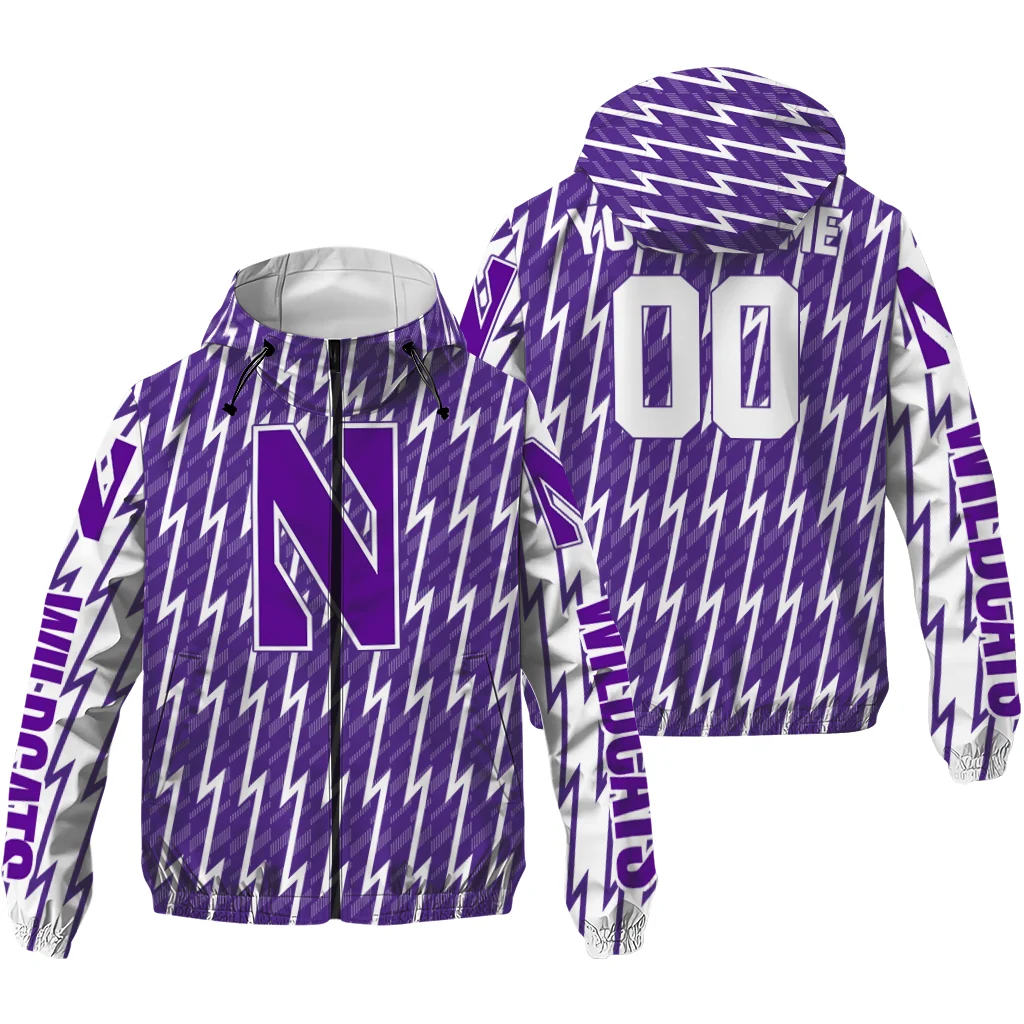 custom northwestern wildcats lightning strike grid purple windbreaker jacket high quality custom northwestern wildcats lightning strike grid purple windbreaker jacket high quality