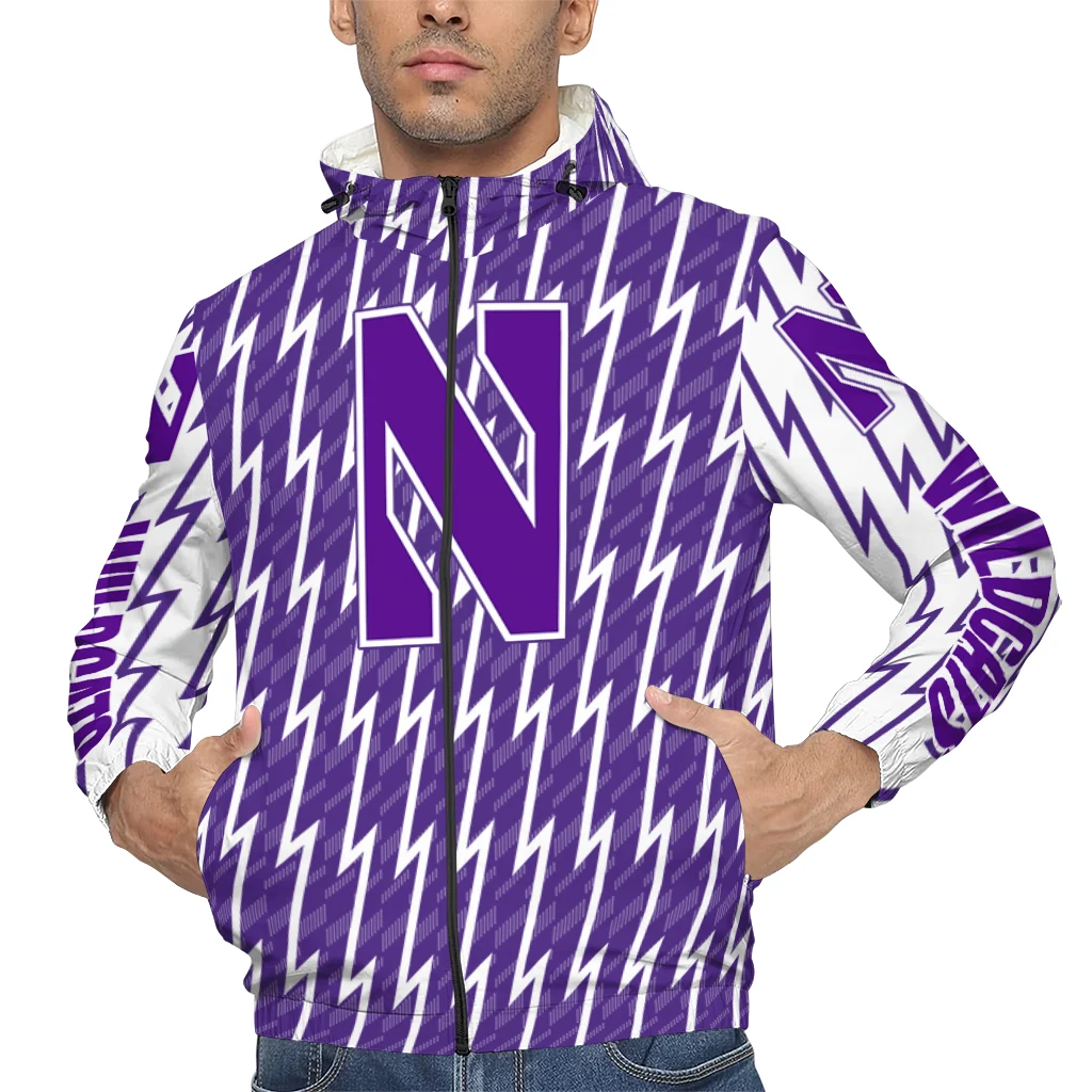 custom northwestern wildcats lightning strike grid purple windbreaker jacket top rated custom northwestern wildcats lightning strike grid purple windbreaker jacket top rated
