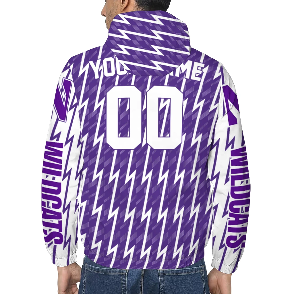 custom northwestern wildcats lightning strike grid purple windbreaker jacket trendy custom northwestern wildcats lightning strike grid purple windbreaker jacket trendy