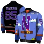 custom northwestern wildcats mario blocks blue black bomber jacket best selling