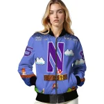 custom northwestern wildcats mario blocks blue black bomber jacket best selling