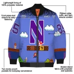 custom northwestern wildcats mario blocks blue black bomber jacket best selling