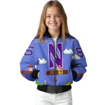 custom northwestern wildcats mario blocks blue black bomber jacket best selling
