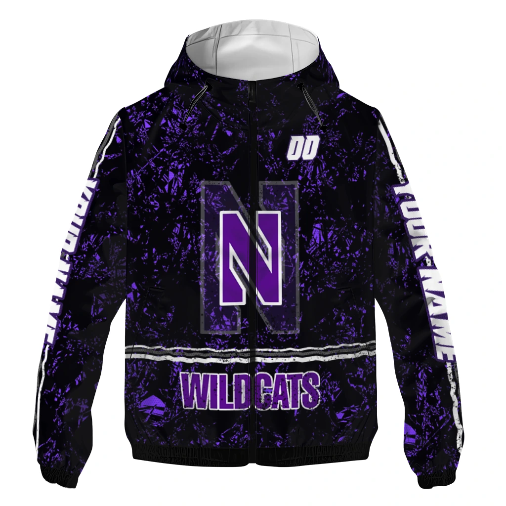custom northwestern wildcats shards cluster purple windbreaker jacket best selling custom northwestern wildcats shards cluster purple windbreaker jacket best selling