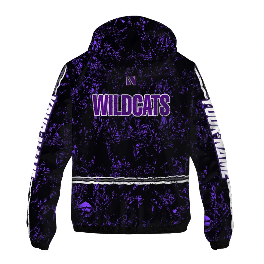 custom northwestern wildcats shards cluster purple windbreaker jacket fashion forward custom northwestern wildcats shards cluster purple windbreaker jacket fashion forward