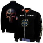 custom notre dame fighting irish american flag skull black bomber jacket best selling