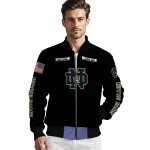 custom notre dame fighting irish american flag skull black bomber jacket best selling