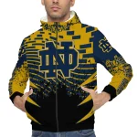 custom notre dame fighting irish brick motion navy black windbreaker jacket best selling