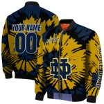 custom notre dame fighting irish burst splatter navy bomber jacket best selling