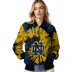 custom notre dame fighting irish burst splatter navy bomber jacket best selling