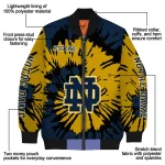 custom notre dame fighting irish burst splatter navy bomber jacket best selling
