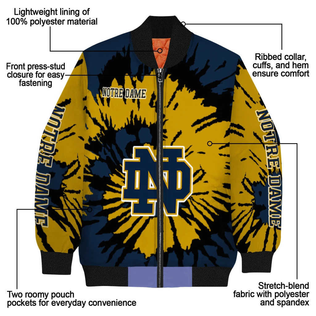 custom notre dame fighting irish burst splatter navy bomber jacket new arrival custom notre dame fighting irish burst splatter navy bomber jacket new arrival