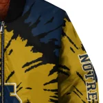 custom notre dame fighting irish burst splatter navy bomber jacket best selling