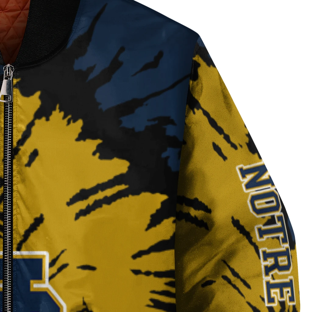 custom notre dame fighting irish burst splatter navy bomber jacket premium grade custom notre dame fighting irish burst splatter navy bomber jacket premium grade