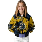 custom notre dame fighting irish burst splatter navy bomber jacket best selling