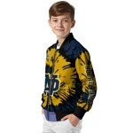 custom notre dame fighting irish burst splatter navy bomber jacket best selling