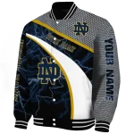 custom notre dame fighting irish electric flash navy varsity jacket best selling